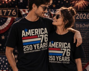 Amérique 76 250 ans PNG, 250e anniversaire DTF Htv Design, demi-cinquantième anniversaire 1776 2026, chemise noire patriotique rétro 4 juillet