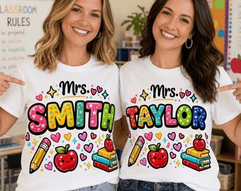 Custom Teacher Name PNG, Personalized Teacher Shirt Sublimation, Mrs Teacher PNG, Back to School DTF Design, Teacher Appreciation Gift Png