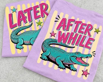 Later Gator PNG, After While Crocodile PNG, Striped Alligator Sublimation, Preppy Summer Shirt Design, Kids Summer PNG Bundle