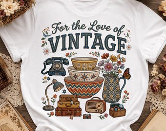 Pour l'amour du vintage PNG, sublimation de fausse broderie PNG, conception de chemise vintage rétro, graphique ancien amateur, emmenez-moi à la boutique d'aubaines