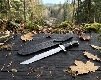Handmade Predator Bowie Knife with Leather Sheath - Movie Prop Knife - Gift for Him