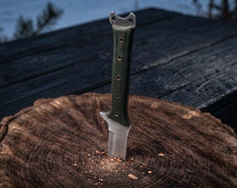 Handmade Stainless Steel Bowie Machete - High Carbon Steel, Leather Sheath