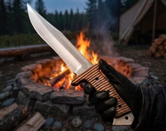 Custom Engraved Fixed Blade Knife, Handmade Bushcraft Knife with Leather Holster, Groomsmen Gift, Anniversary Gift for Husband, Father's Day
