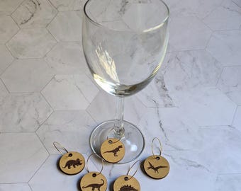 Dinosaurier Weinglas Marker - Set mit 5 Stück