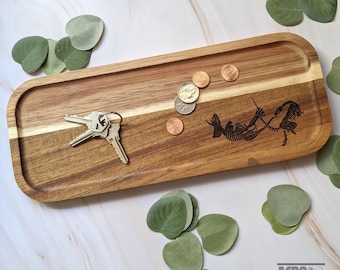 Nanotyrranus & Triceratops Fossilien Tablett - Geschenk für die Paläontologie