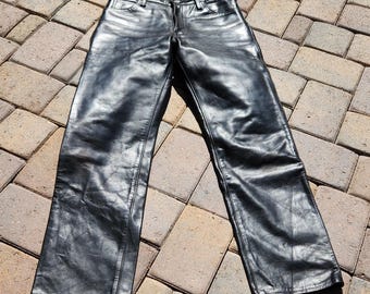 Vintage Aero Black Horsehide Leather Pants Men's Size 33
