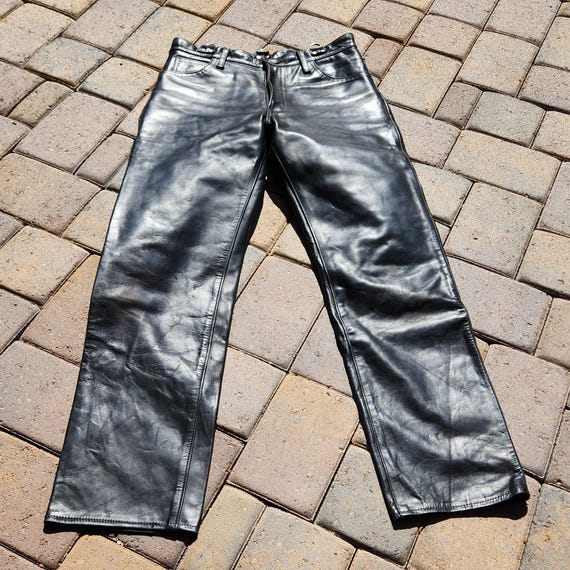 Vintage Aero Black Horsehide Leather Pants Men's Size 33