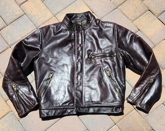 Vintage Champlain Leather Motorcycle Jacket Dark Brown Men's Size 40