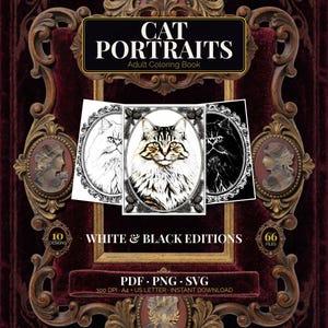 Cat Breed Portraits Coloring Pages – Persian Siamese Sphynx (Digital Download)
