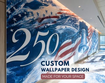 Patriotic Wallpaper Mural — Custom USA 250th Anniversary Commercial Wall Decor, Bar Restaurant Lobby Design