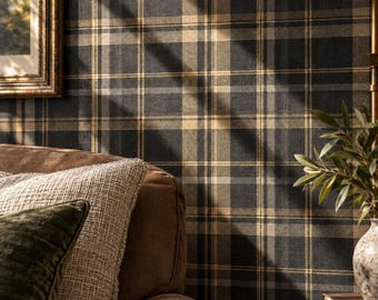 Plaid Wallpaper, Tartan Wall Mural in 7 Colors, Check Pattern Wall Covering