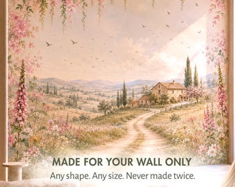 Meadow Landscape Wallpaper Mural — Custom Countryside Wall Decor, Living Room Bedroom Nursery Design
