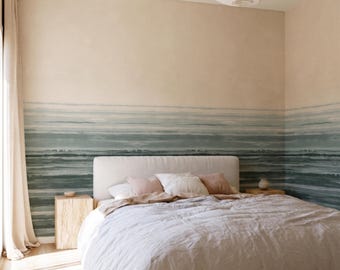 Ombre Bedroom Wallpaper Mural — Custom Home Wall Decor, Calming Abstract Living Room Accent Wall Design, Peel And Stick Wallpaper