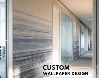 Abstract Wallpaper Mural — Custom Ombre Office Lobby Wall Decor, Modern Commercial Corridor Design