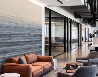 Office Wallpaper Mural — Custom Abstract Commercial Wall Decor, Modern Lobby Corridor Reception Design