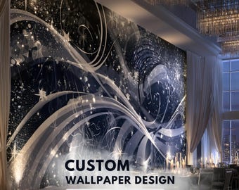 Prom Night Wall Mural — Celestial Starry Night Backdrop, Custom Size Event Venue Decoration