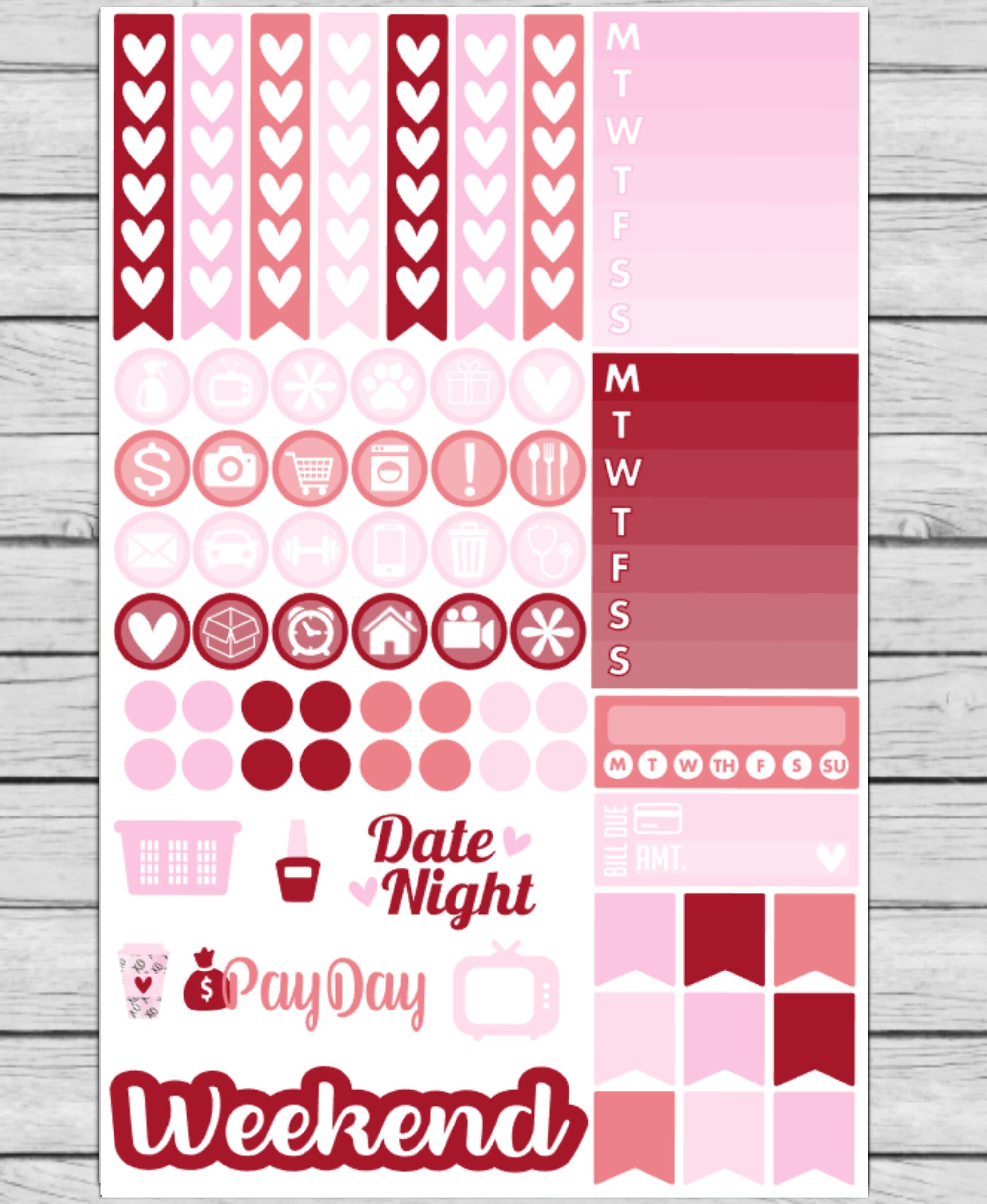 XOXO Functional Planner Stickers