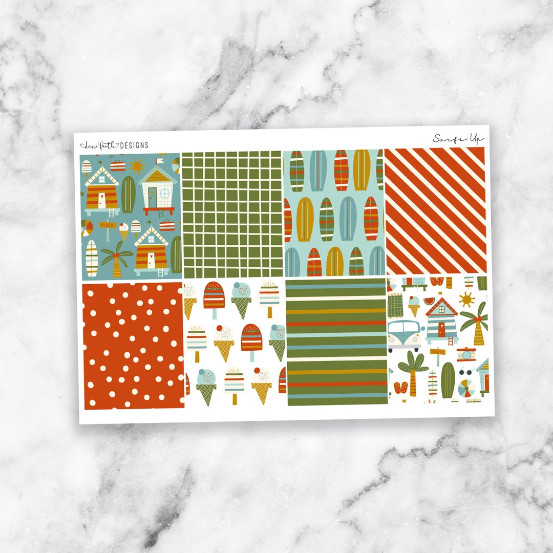 Surfs up Full Boxes Planner Stickers - Etsy