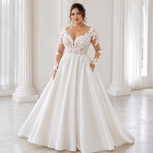 plus size wedding dresses champagne color Nude Champagne Wedding Dress with Sleeves