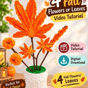 4 Fall Pipecleaner Flowers Tutorial | Autumn Leaves Fall Crafts for Kids | Pipe Cleaner Craft | DIY Fall Decor | Pipe Cleaner Fall Decor