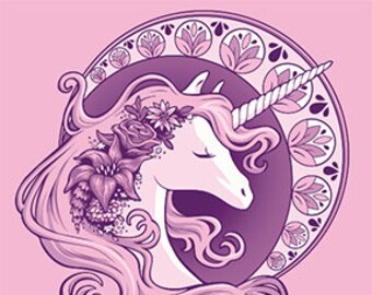 Art Nouveau Unicorn 11x11 print