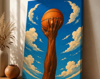 Basketball Canvas Wall Art, Sky Sports Print, Boys Room Decor