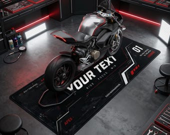Anpassbare Racing Garagen-Matte, Motorrad-Werkstatt-Bodenteppich, Man-Cave-Boxenstopp-Dekor