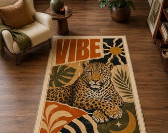 Alfombra Vibe, Alfombra de leopardo de la jungla, Decoración de habitación estilo boho