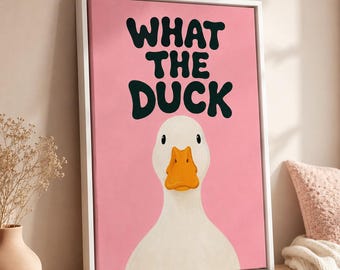 What The Duck Leinwand Wandkunst, Lustige Ente Druck, Badezimmer Humor Dekor