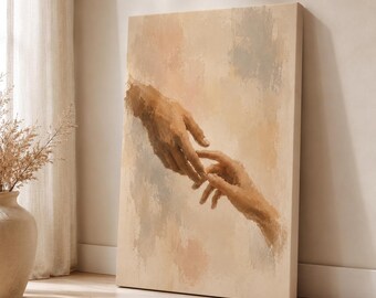 Romantic Hands Canvas Wall Art, Soft Touch Print, Bedroom Decor