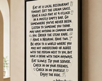 Restaurant Quote Canvas Wall Art, Foodie Travel Print, Kitchen Decor
