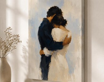 Wedding Couple Canvas Wall Art, Romantic Bride Groom Print, Bedroom Decor
