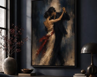 Tango Dance Canvas Wall Art, Romantic Couple Print, Living Room Decor