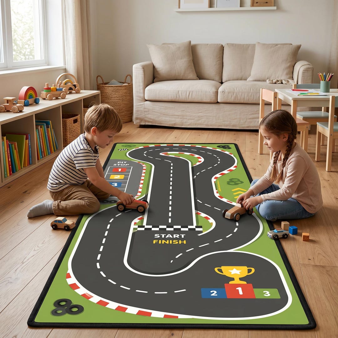 Kids Track Rugs Kids Race Track Play Rug, Car Road Carpet, Toddler Room Mat - Etsy