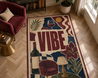Vibe Rug, Wine Lover Lounge Carpet, Moody Room Decor