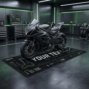 Futurystyczna mata do garażu motocyklowego, dywanik podłogowy z mapą toru Cyber Track