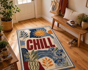 Alfombra Chill, Alfombra botánica Boho Sun, Decoración acogedora para la habitación