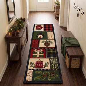 Christmas Patchwork Runner, Rustic Cabin Decor, Holiday Home Gift