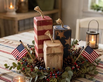 Rustic Wooden Firecracker Decorations – Handcrafted Americana 4th of July Decor