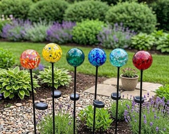 Artisan Hand-Blown Glass Garden Stake Light – Solar Powered Outdoor Nature Decor