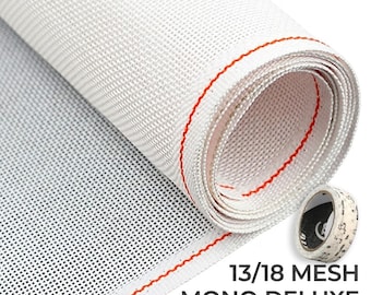 13/18 Mesh Mono Deluxe Needlepoint Canvas, Multi Sizes,White Blank  Canvas,Rolled in Box with Artist Tape