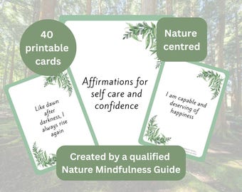 Self-Care & Confidence Affirmation Cards | Nature Centred Wellbeing Prompts