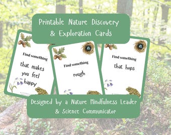 Nature Discovery Cards | 50 Scavenger Hunt Cards for Kids | Printable Forest School Resource