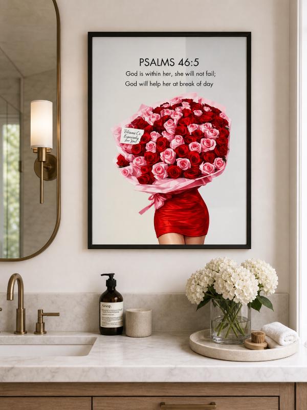 Christian Pink Rose Bouquet Poster Feminine Inspirational Bible Verse ...