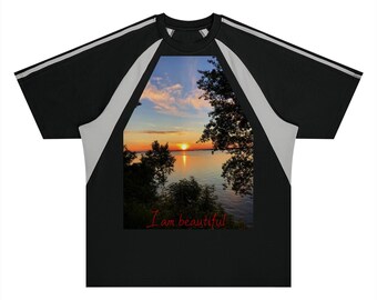 Camiseta unisex raglán con bloques de color