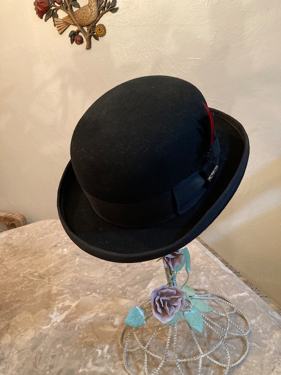 Classic Derby Black Hat  100% Wool Size M - image 2