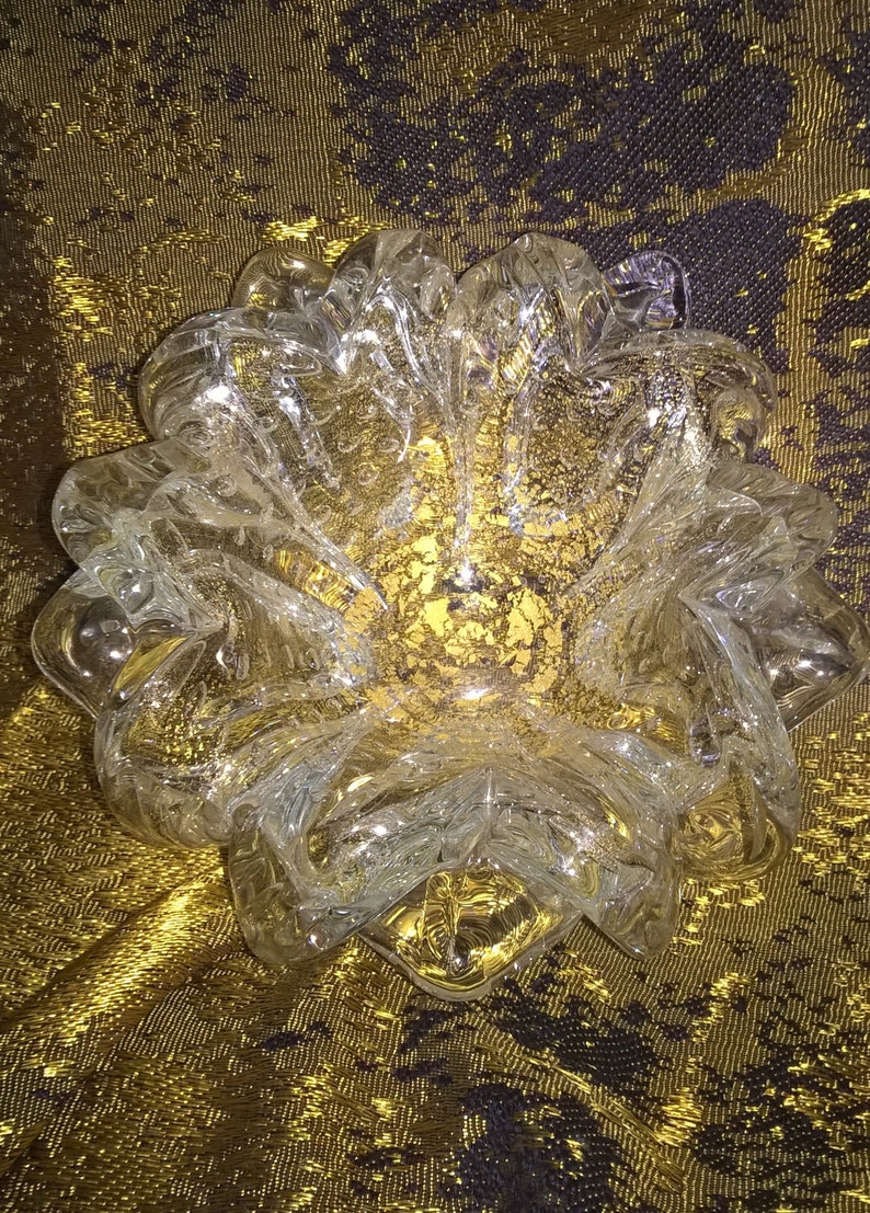 Murano Art Glass Dish Gold Flecks