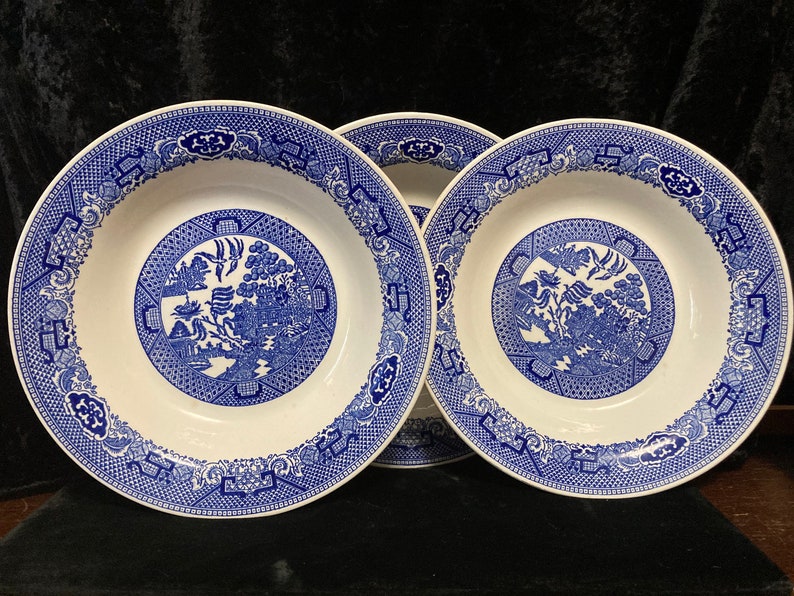 Blue Willow Soup Bowls by Royal China Willow Ware Set of 3 Etsy