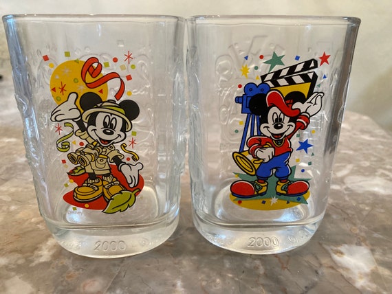 Disney Mickey Mouse Celebration 2000 Glasses Signed Set of 4 - Etsy