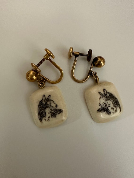 Scrimshaw Etched Ear Rings With Gold Filled Backs - image 2